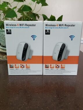 2 x WiFi Extender Signal Booster 300Mbps Wireless Repeater Internet Amplifier.